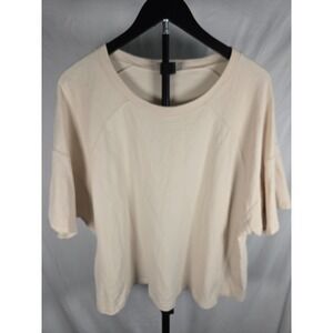 Womens Nuuds Steady Seamed Tee SZ XL Cream Boxy Relaxed Cotton Short Sleeve